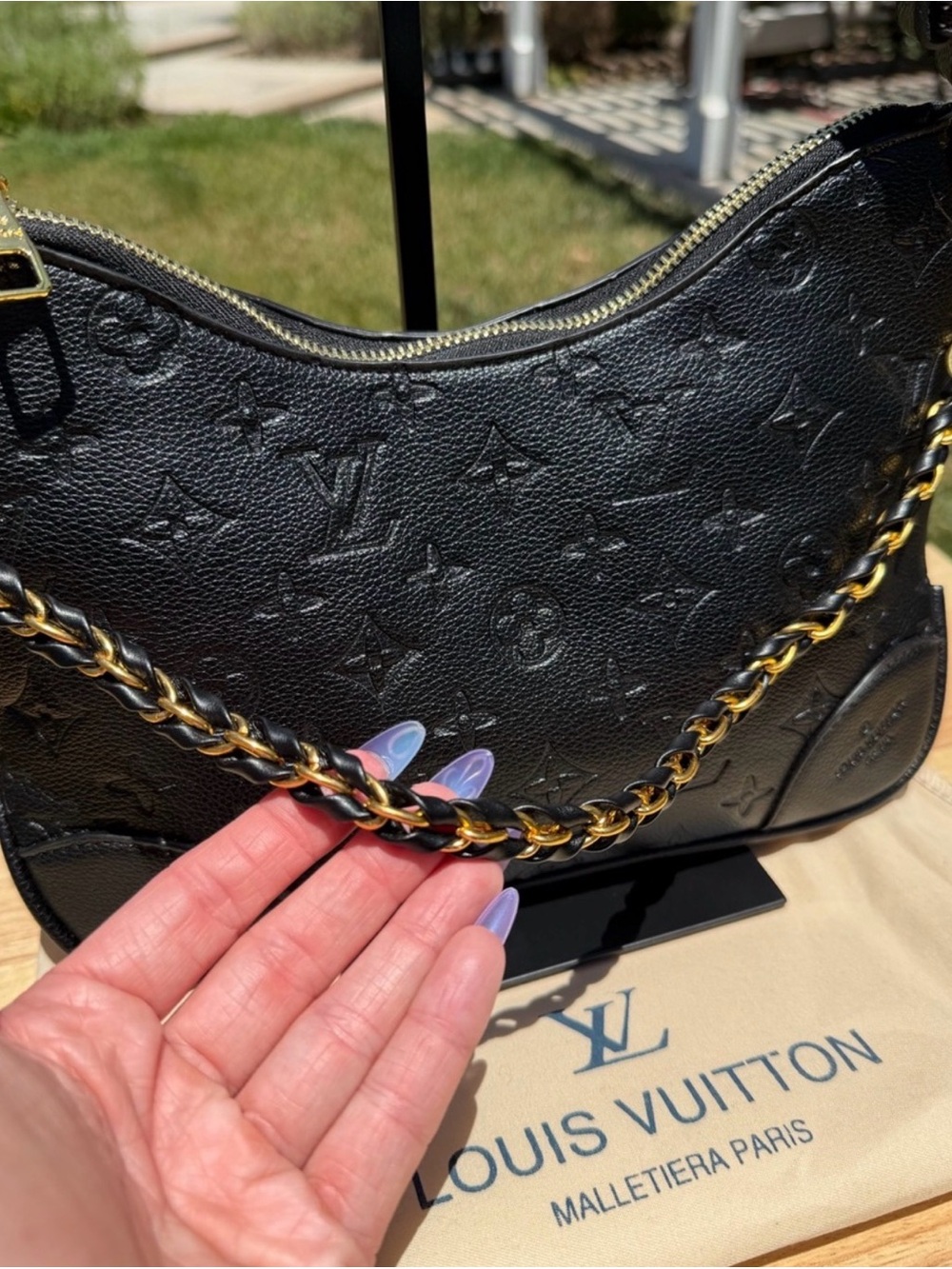 NEW LV inspired Print Boulogne PM Black Embossed Monogram Empreinte Shoulder Bag - Picture 5 of 12